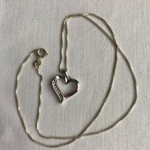 Sterling Silver Heart with Small Diamonds